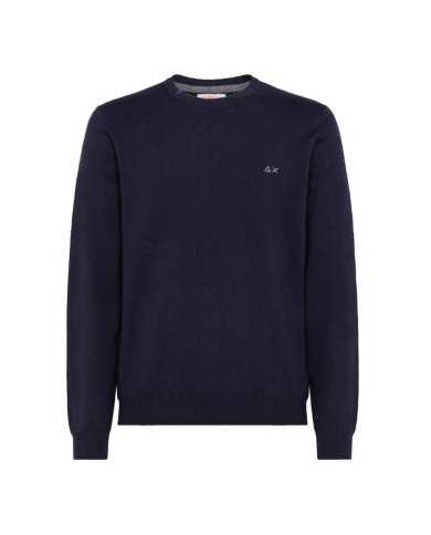 maglia navy blue da uomo con logo ricamato su petto | SUN68 maglia navy blue da uomo con logo ricamato su petto | SUN68