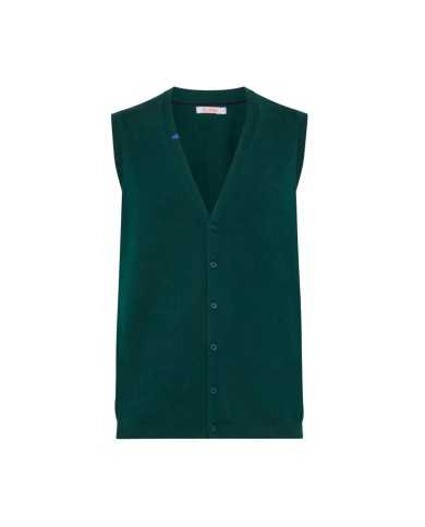gilet verde inglese da uomo con scollo a V ricamato | SUN68 gilet verde inglese da uomo con scollo a V ricamato | SUN68