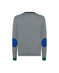 maglia grigio medio da uomo con girocollo e toppe in contrasto | SUN68