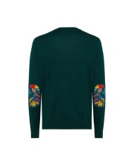 maglia verde inglese da uomo con toppe ai gomiti in fantasia | SUN68 maglia verde inglese da uomo con toppe ai gomiti in fantasia | SUN68