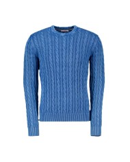 maglia blu da donna lavorata a costine in stile round cable | SUN68 maglia blu da donna lavorata a costine in stile round cable | SUN68