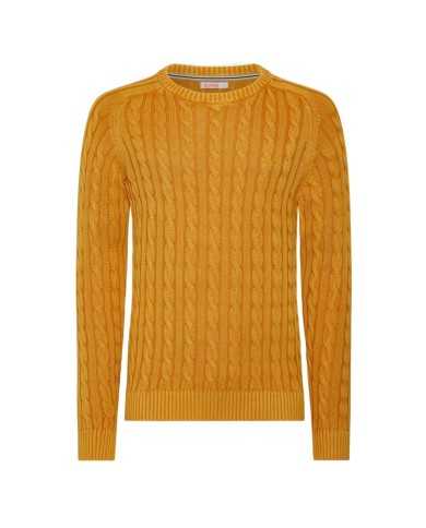 maglia gialla da uomo lavorata a costine in stile round cable | SUN68 maglia gialla da uomo lavorata a costine in stile round cable | SUN68