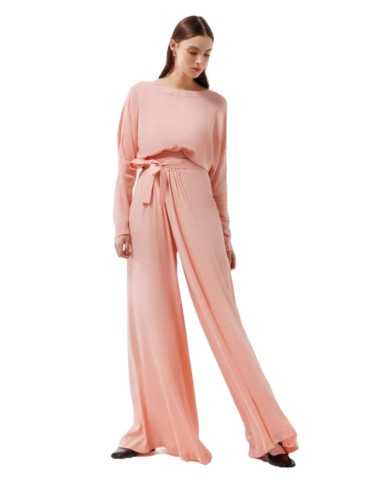 pantalone largo cipria da donna con fusciacca | MAR DE MARGARITAS pantalone largo cipria da donna con fusciacca | MAR DE MARGARITAS