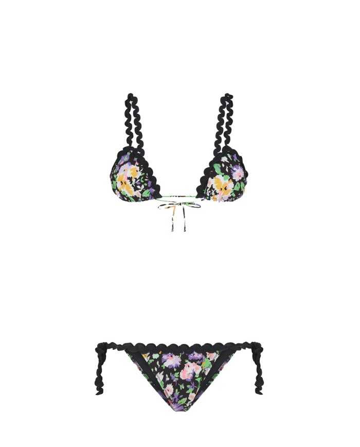 bikini da donna con fantasia floreale e passamaneria crochet | ME FUI bikini da donna con fantasia floreale e passamaneria crochet | ME FUI