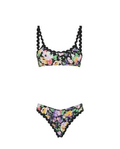 bikini da donna con fantasia floreale e bordi in passamaneria | ME FUI bikini da donna con fantasia floreale e bordi in passamaneria | ME FUI