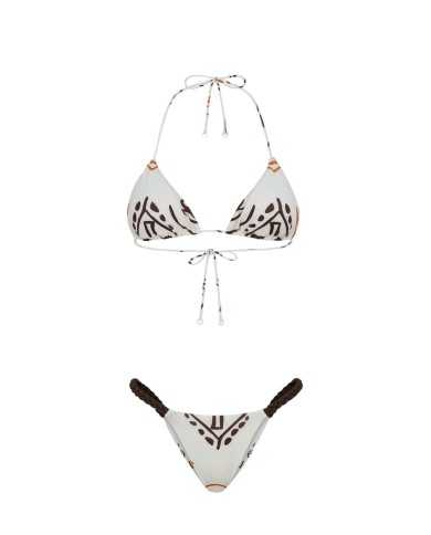 bikini bianco da donna con dettagli in lycra opaca stampata | ME FUI bikini bianco da donna con dettagli in lycra opaca stampata | ME FUI