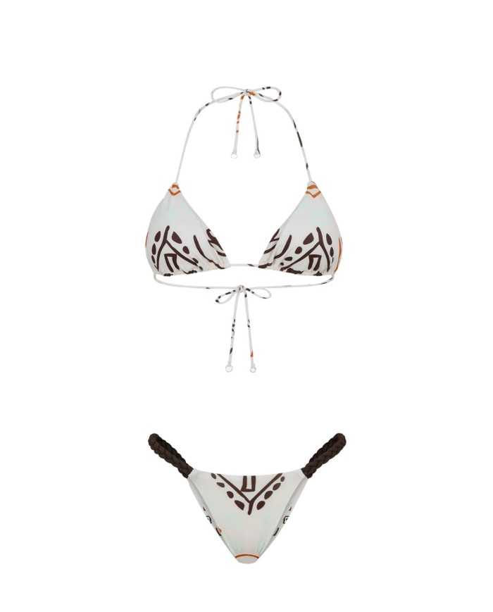 bikini bianco da donna con dettagli in lycra opaca stampata | ME FUI bikini bianco da donna con dettagli in lycra opaca stampata | ME FUI