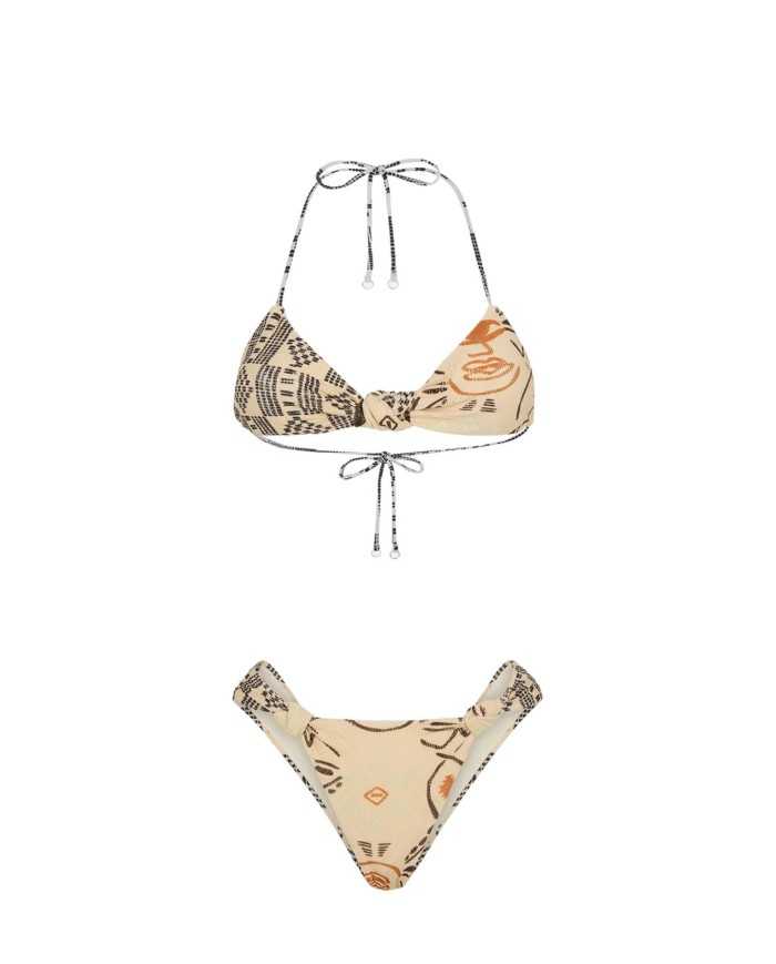 bikini da donna con rete stampata su tessuto e dettagli nodi | ME FUI bikini da donna con rete stampata su tessuto e dettagli nodi | ME FUI