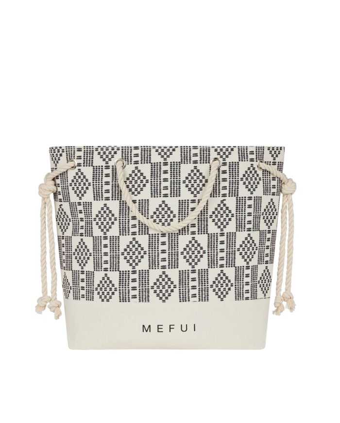 borsa grigia da donna con fantasia tribale e logo sul fondo | ME FUI borsa grigia da donna con fantasia tribale e logo sul fondo | ME FUI
