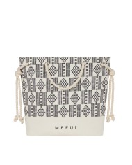 borsa grigia da donna con fantasia tribale e logo sul fondo | ME FUI borsa grigia da donna con fantasia tribale e logo sul fondo | ME FUI