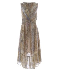 vestito giallo/arancio da donna con fantasia paisley e balza | KOCCA