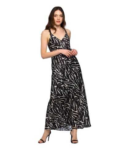 abito nero/avorio da donna con fantasia zebrata su tessuto | KOCCA abito nero/avorio da donna con fantasia zebrata su tessuto | KOCCA