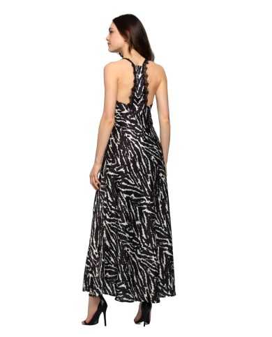 abito nero/avorio da donna con fantasia zebrata su tessuto | KOCCA abito nero/avorio da donna con fantasia zebrata su tessuto | KOCCA