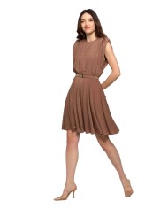 abito cannella da donna arricciato con dettagli dorati | KOCCA