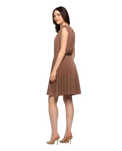 abito cannella da donna arricciato con dettagli dorati | KOCCA abito cannella da donna arricciato con dettagli dorati | KOCCA