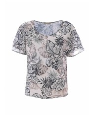 blusa nero/sabbia da donna con fantasia floreale sul tessuto | KOCCA blusa nero/sabbia da donna con fantasia floreale sul tessuto | KOCCA