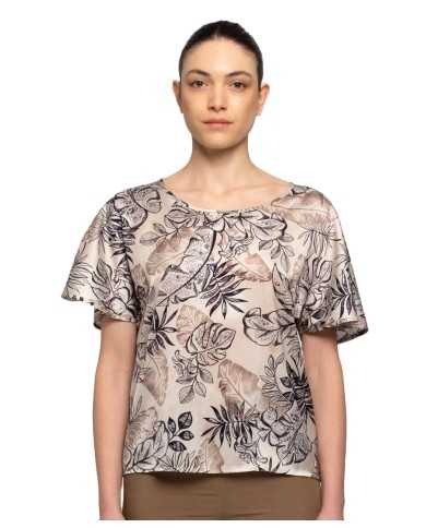 blusa nero/sabbia da donna con fantasia floreale sul tessuto | KOCCA blusa nero/sabbia da donna con fantasia floreale sul tessuto | KOCCA