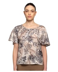 blusa nero/sabbia da donna con fantasia floreale sul tessuto | KOCCA blusa nero/sabbia da donna con fantasia floreale sul tessuto | KOCCA