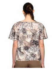 blusa nero/sabbia da donna con fantasia floreale sul tessuto | KOCCA blusa nero/sabbia da donna con fantasia floreale sul tessuto | KOCCA