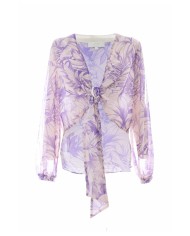 blusa panna/lilla da donna con fantasia floreale sul tessuto | KOCCA blusa panna/lilla da donna con fantasia floreale sul tessuto | KOCCA