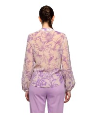 blusa panna/lilla da donna con fantasia floreale sul tessuto | KOCCA blusa panna/lilla da donna con fantasia floreale sul tessuto | KOCCA
