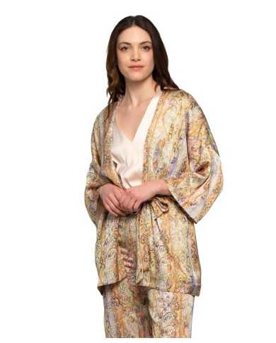 giacca kimono da donna con fantasia gialla e arancio | KOCCA