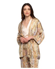 giacca kimono da donna con fantasia gialla e arancio | KOCCA