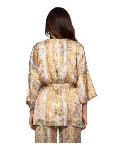 giacca kimono da donna con fantasia gialla e arancio | KOCCA