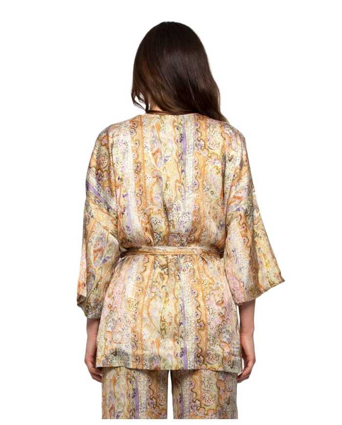 giacca kimono da donna con fantasia gialla e arancio | KOCCA