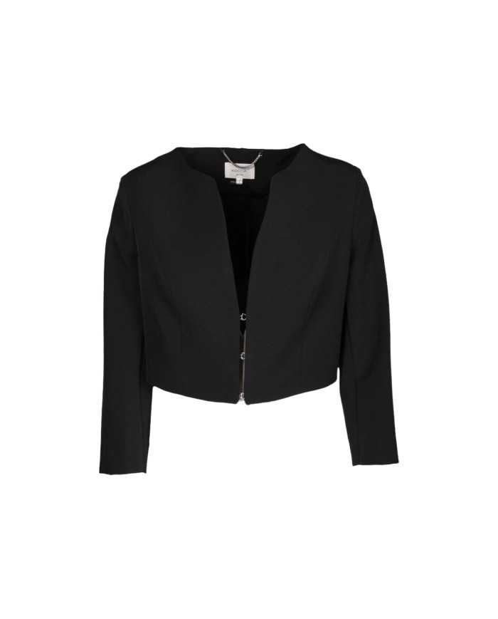giacca nera da donna con taglio cropped e lettera k ricamata | KOCCA giacca nera da donna con taglio cropped e lettera k ricamata | KOCCA