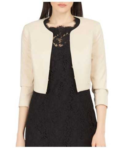 giacca cropped sabbia chiaro da donna con stemma logato | KOCCA