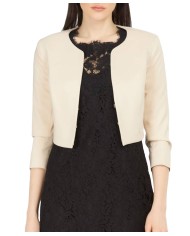 giacca cropped sabbia chiaro da donna con stemma logato | KOCCA giacca cropped sabbia chiaro da donna con stemma logato | KOCCA