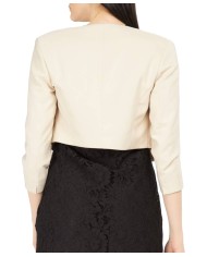 giacca cropped sabbia chiaro da donna con stemma logato | KOCCA giacca cropped sabbia chiaro da donna con stemma logato | KOCCA