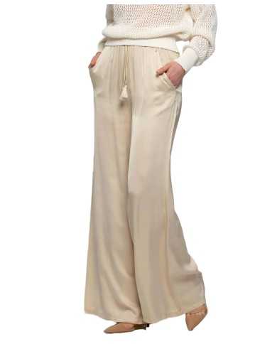 pantalone a palazzo sabbia chiaro da donna con coulisse | KOCCA pantalone a palazzo sabbia chiaro da donna con coulisse | KOCCA