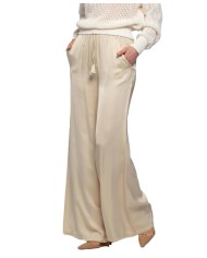 pantalone a palazzo sabbia chiaro da donna con coulisse | KOCCA