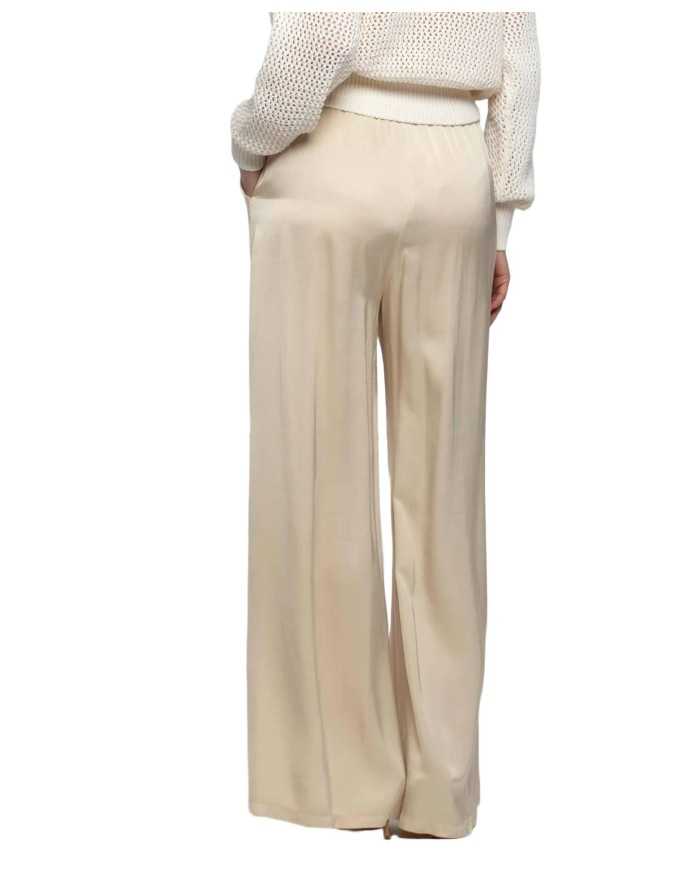 pantalone a palazzo sabbia chiaro da donna con coulisse | KOCCA