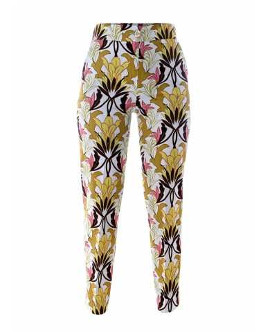 pantalone panna/rosa/giallo da donna con fantasia floreale | KOCCA pantalone panna/rosa/giallo da donna con fantasia floreale | KOCCA
