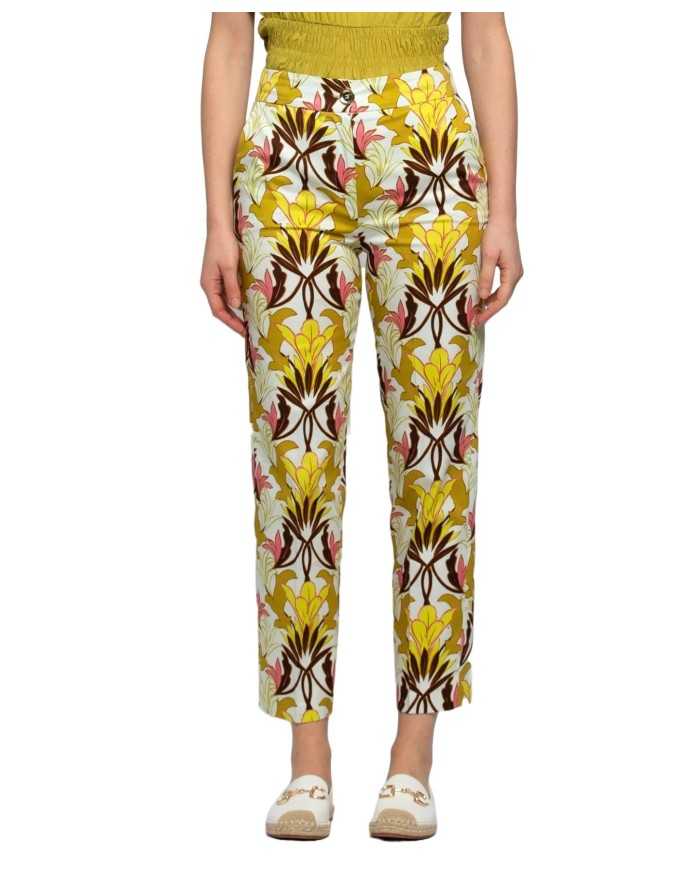pantalone panna/rosa/giallo da donna con fantasia floreale | KOCCA pantalone panna/rosa/giallo da donna con fantasia floreale | KOCCA