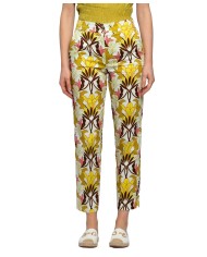 pantalone panna/rosa/giallo da donna con fantasia floreale | KOCCA