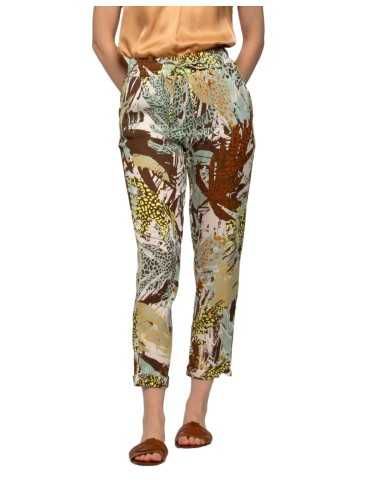 pantalone verde/arancio da donna con fantasia foliage | KOCCA pantalone verde/arancio da donna con fantasia foliage | KOCCA