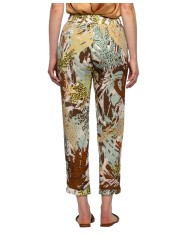 pantalone verde/arancio da donna con fantasia foliage | KOCCA