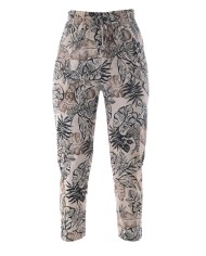 pantalone capri nero/sabbia da donna con fantasia foliage | KOCCA