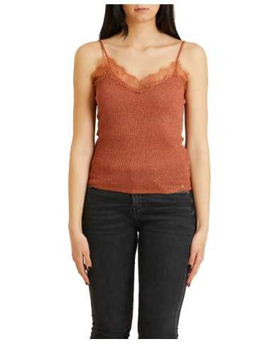 top ginger da donna con scollo a v a costine in pizzo | KOCCA top ginger da donna con scollo a v a costine in pizzo | KOCCA