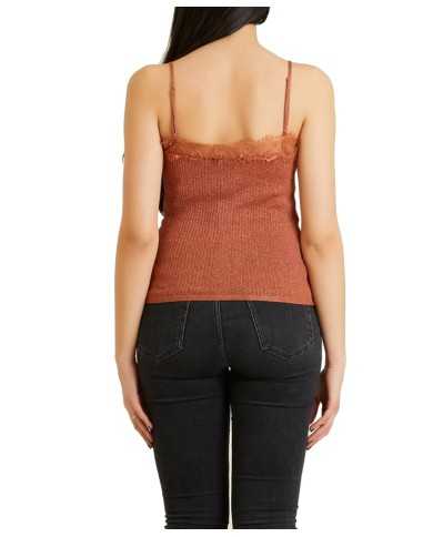 top ginger da donna con scollo a v a costine in pizzo | KOCCA top ginger da donna con scollo a v a costine in pizzo | KOCCA