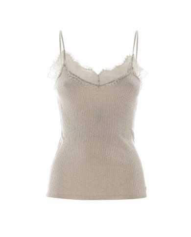 top oro da donna con scollatura rifinita su bordi in rebrodè | KOCCA top oro da donna con scollatura rifinita su bordi in rebrodè | KOCCA