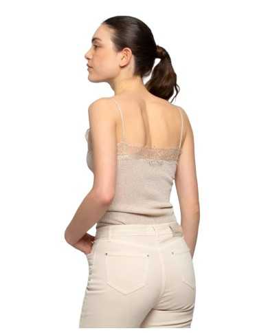 top oro da donna con scollatura rifinita su bordi in rebrodè | KOCCA top oro da donna con scollatura rifinita su bordi in rebrodè | KOCCA