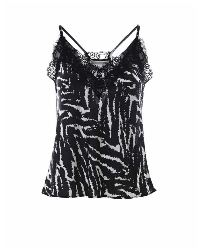 top nero/avorio da donna con fantasia zebrata | KOCCA top nero/avorio da donna con fantasia zebrata | KOCCA