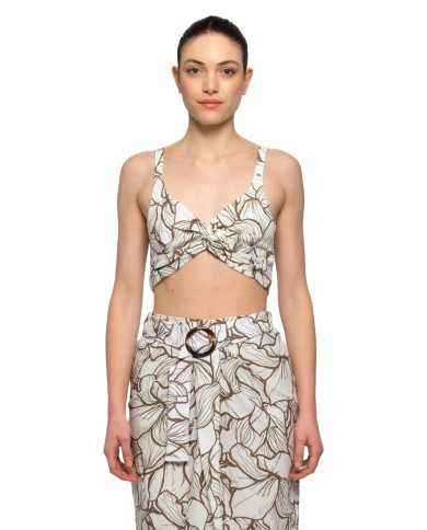 crop top da donna con tessuto intrecciato e fantasia fango | KOCCA crop top da donna con tessuto intrecciato e fantasia fango | KOCCA