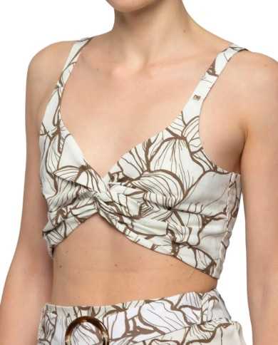 crop top da donna con tessuto intrecciato e fantasia fango | KOCCA crop top da donna con tessuto intrecciato e fantasia fango | KOCCA