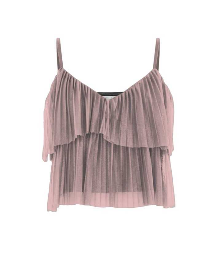 top rosa delicato con doppio strato di volant plissettato | KOCCA top rosa delicato con doppio strato di volant plissettato | KOCCA